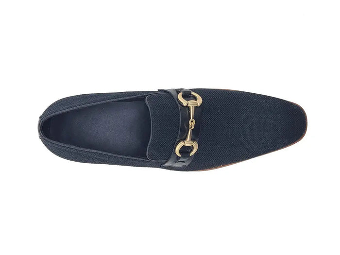 Carrucci Linen Loafer With Gold Tone Buckle