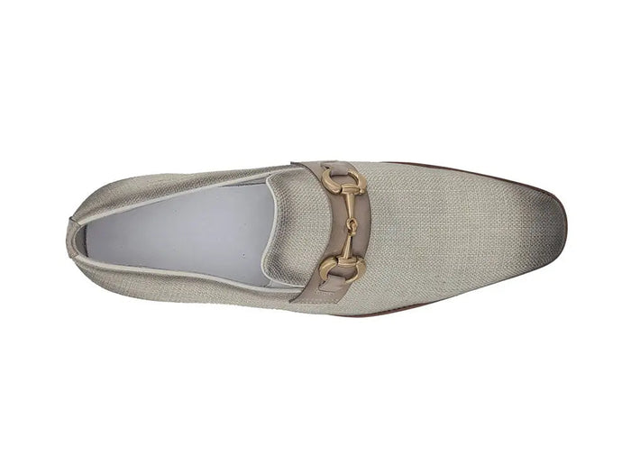 Carrucci Linen Loafer With Gold Tone Buckle
