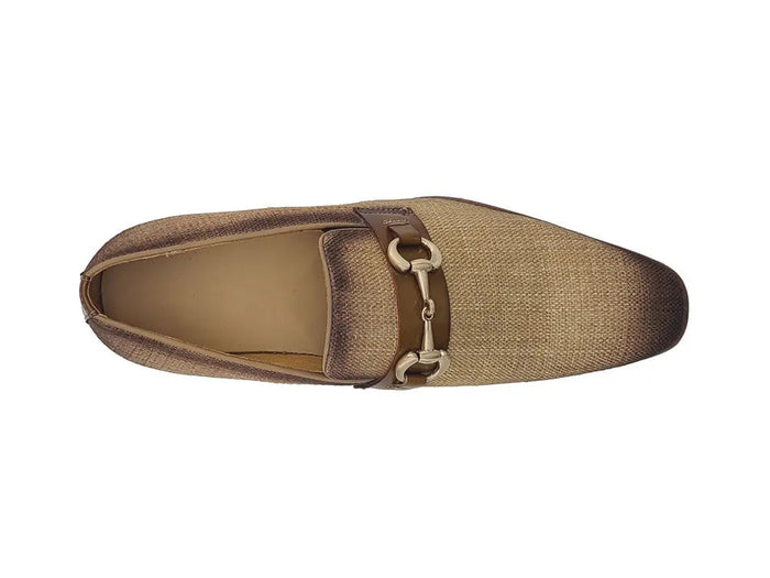 Carrucci Linen Loafer With Gold Tone Buckle