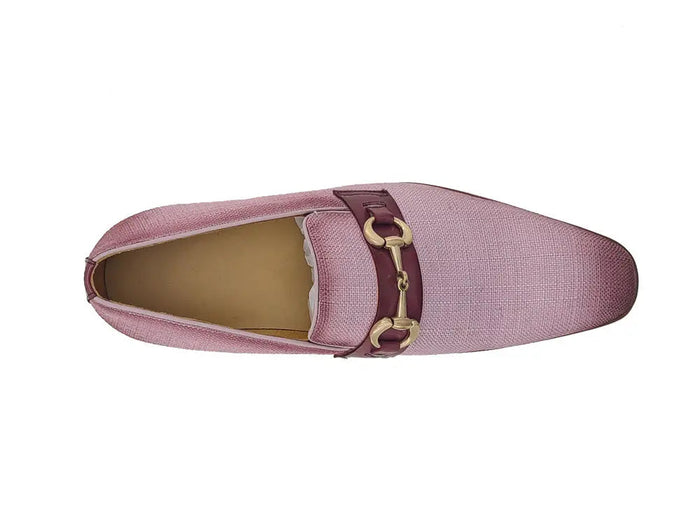 Carrucci Linen Loafer With Gold Tone Buckle