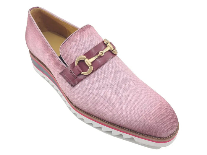 Carrucci Linen Loafer With Gold Tone Buckle