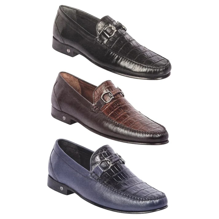Lombardy Men's Crocodile Calfskin Bit Loafers