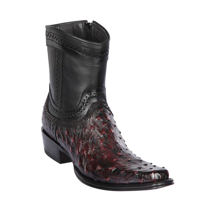 Los Altos Black Cherry Ostrich Low Shaft European Square Toe Menƒ??s Boot