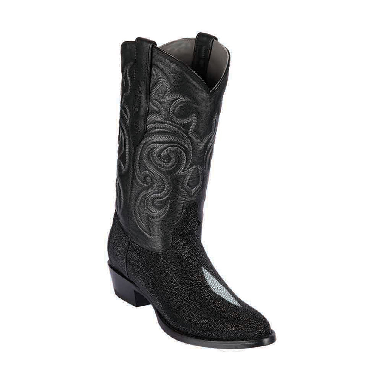 6 Los Altos Men's Black Exotic Stingray Round Toe Boots