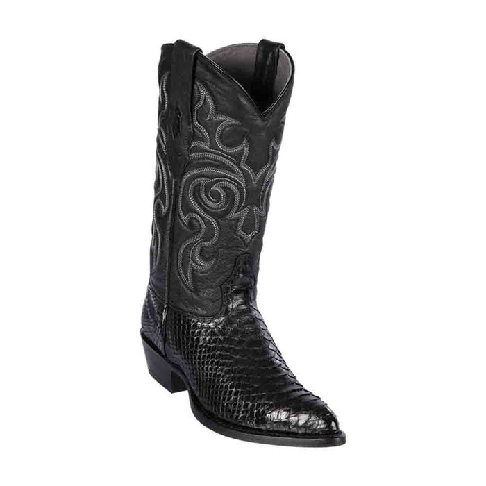 Los Altos Men's Black Genuine Python Snakeskin Boots