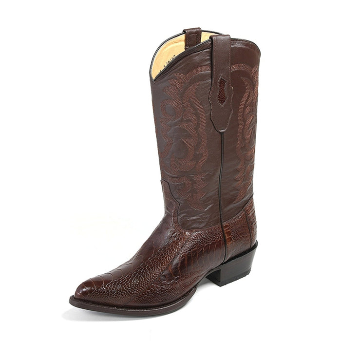 Los Altos Menƒ??s Brown Ostrich Leg Boots