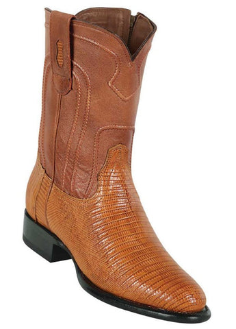 Los Altos Men's Genuine Lizard Teju Upper Shaft Skin Saddle Zipper Roper Toe Boot