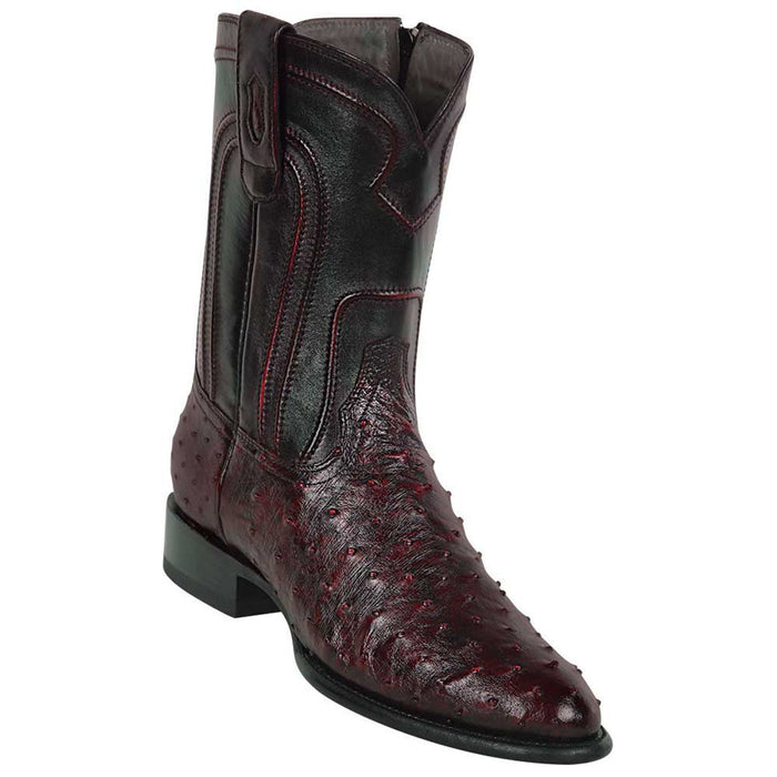 Los Altos Menƒ??s Genuine Ostrich Brown Roper Toe Boots
