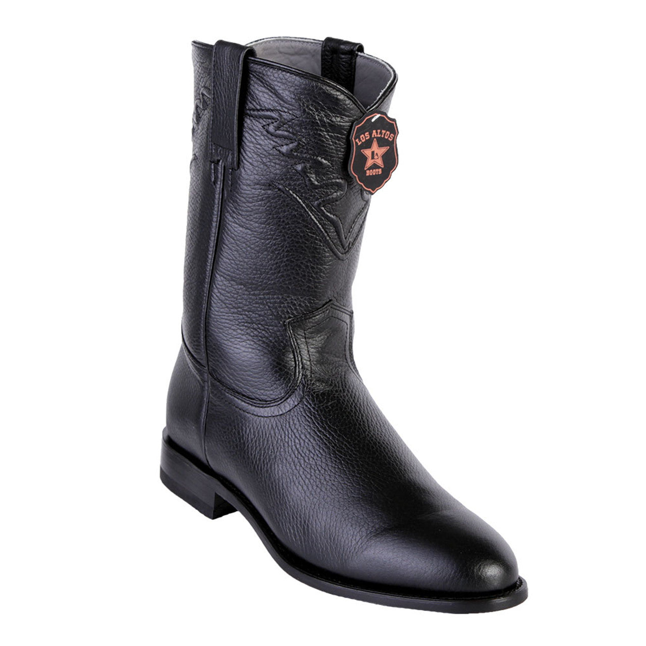 Los Altos Roper Menƒ??s Black Elk Leather Boots