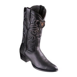Los Altos Round Toe Menƒ??s Black Goat Leather Boots