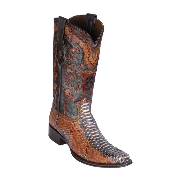 Los Altos Rustic Cognac Python European Square Toe Menƒ??s Boot
