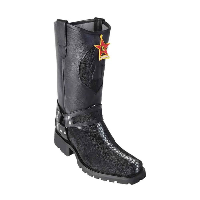 Los Altos Full Rowstone Black Stingray Menƒ??s Biker Boots