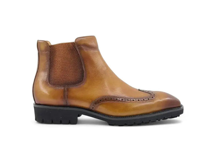 Carrucci Lug Sole Chelsea Boot with Wingtip Toe