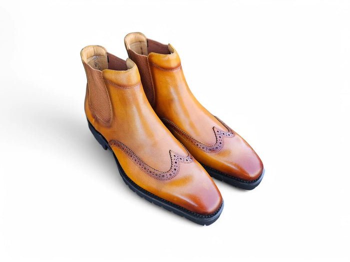 Carrucci Lug Sole Chelsea Boot with Wingtip Toe
