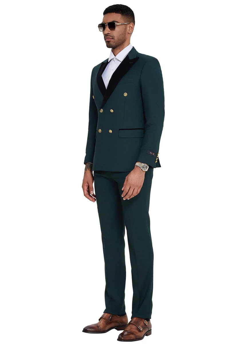 Mens Emerald Green and Gold Suit - Pastel Green Tuxedo Color Perfect for Wedding Dark Green