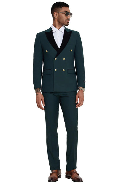 Mens Emerald Green and Gold Suit - Pastel Green Tuxedo Color Perfect for Wedding Dark Green