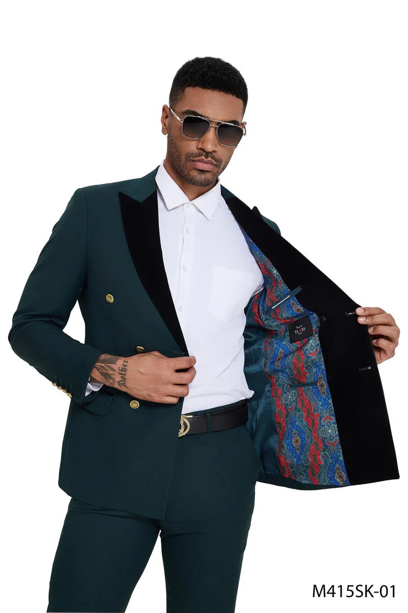Mens Emerald Green and Gold Suit - Pastel Green Tuxedo Color Perfect for Wedding Dark Green