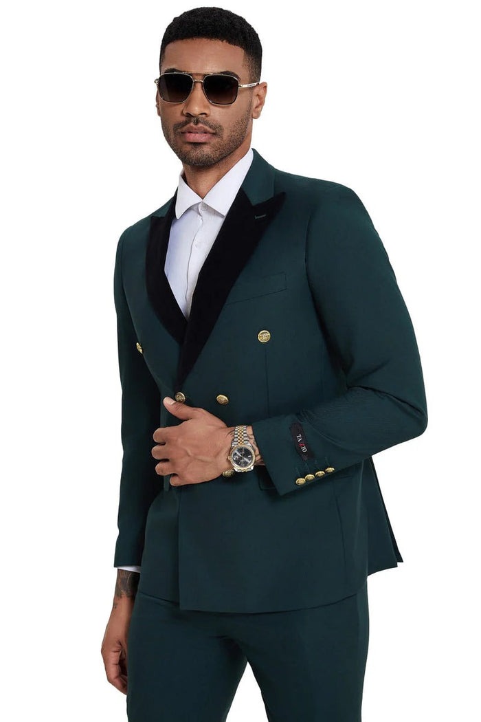 Mens Emerald Green and Gold Suit - Pastel Green Tuxedo Color Perfect for Wedding Dark Green
