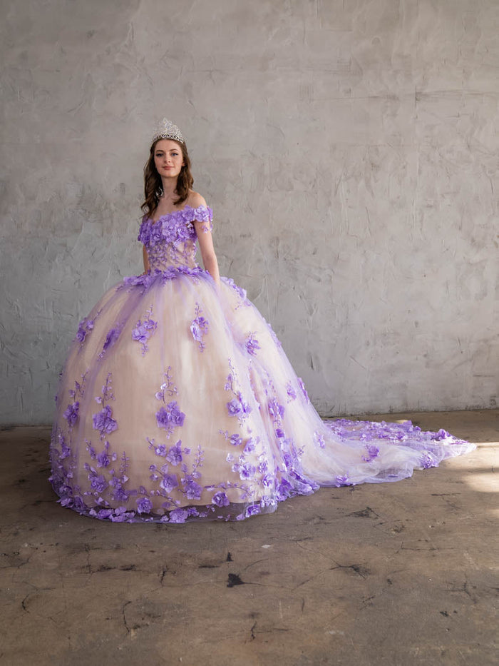 3D Floral Quinceanera Dress Off Shoulder Ball Gown by Calla SCL30005