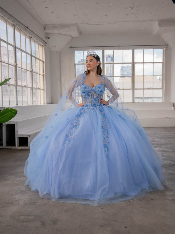 Calla SCL-30006 Sleeveless Quince Dress Detachable Cape Sleeve Ball Gown