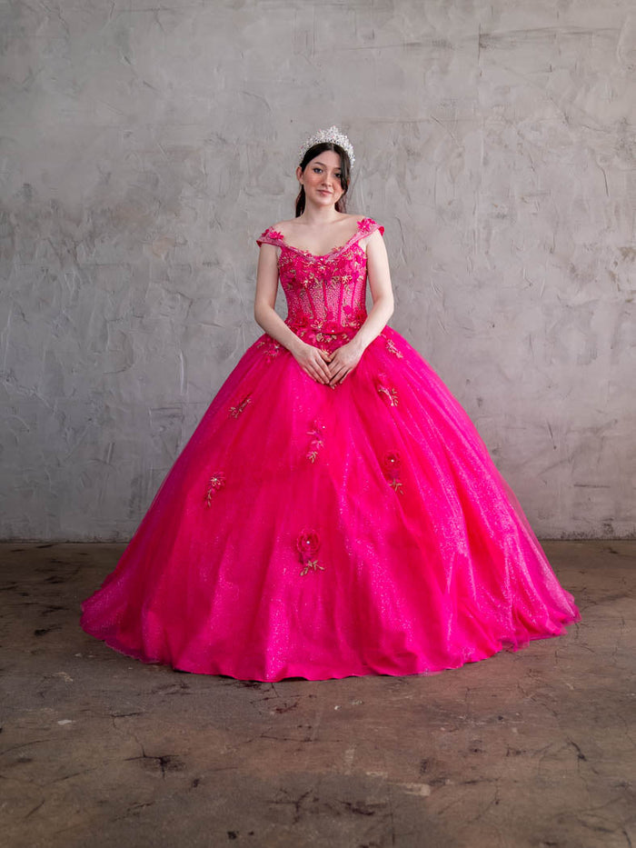 Off Shoulder Quince Dress Cape Sleeve Ball Gown by Calla SCL30008