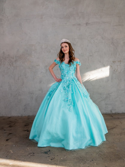 3D Floral Embroidered Quinceanera Dress Off Shoulder Ball Gown by Calla WB21551