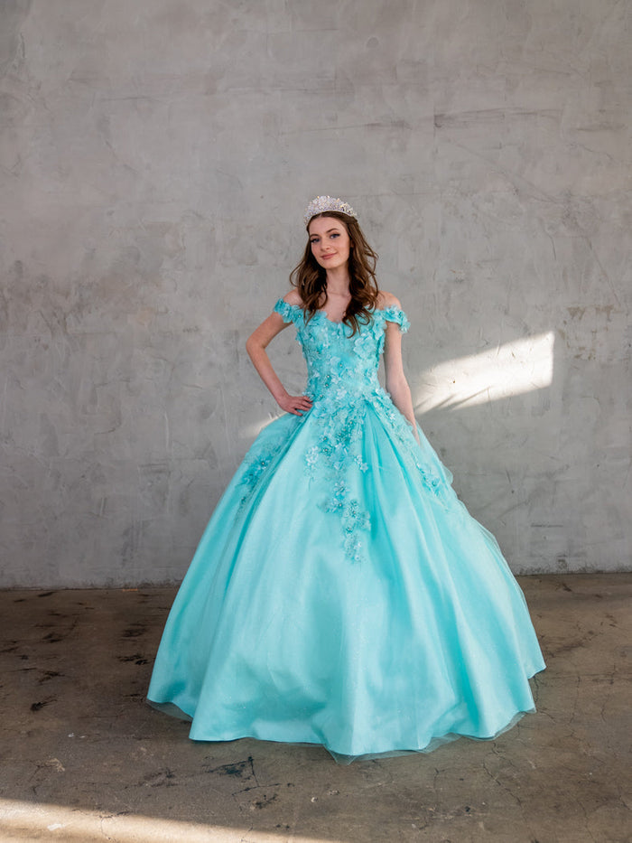 3D Floral Embroidered Quinceanera Dress Off Shoulder Ball Gown by Calla WB21551