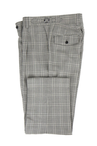 Tiglio Luxe Black and White Houndstooth with Windowpane Semi-Wide Leg Wool Marbella Dress Pants TL4225