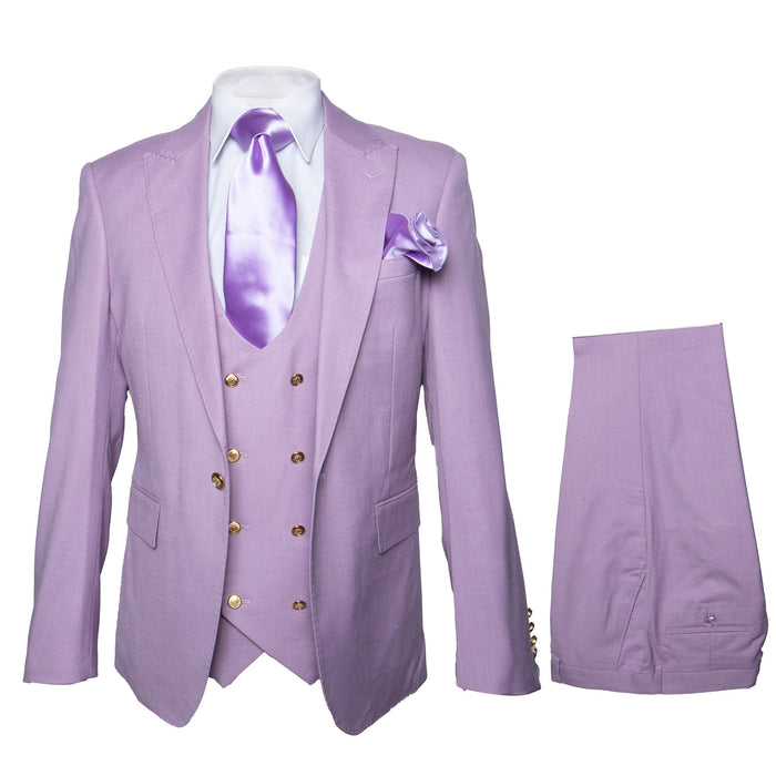 Rossi Man MAX RM1378 Slim Fit 3-Piece Suit Sophisticated Solid Lavender Suit for Men