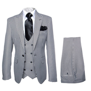 Rossi Man MAX RM1710 Slim Fit 3-Piece Suit ?? Modern Black and White Suit for Men