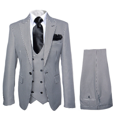Rossi Man MAX RM1710 Slim Fit 3-Piece Suit ?? Modern Black and White Suit for Men