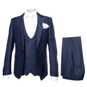 Rossi Man MAX RM1711 Slim Fit 3-Piece Suit ?? Stylish Navy Formalwear for Men