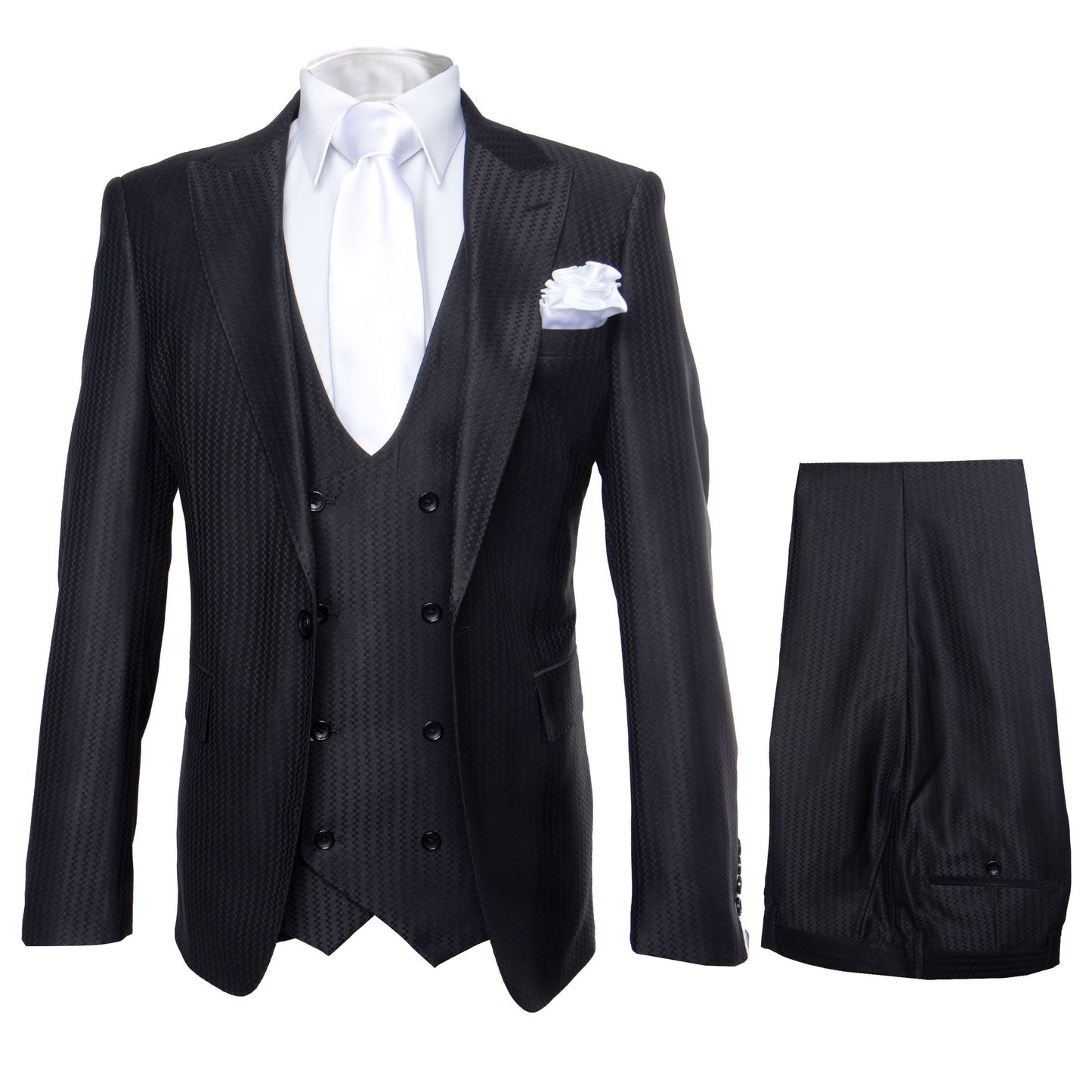 Rossi Man MAX RM1712 Slim Fit 3-Piece Suit ?? Stylish Black Formalwear for Men