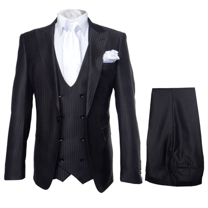 Rossi Man MAX RM1712 Slim Fit 3-Piece Suit ?? Stylish Black Formalwear for Men