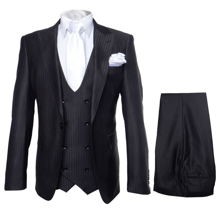 Rossi Man MAX RM1712 Slim Fit 3-Piece Suit ?? Stylish Black Formalwear for Men