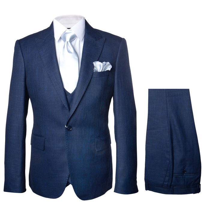 Rossi Man MAX RM1783 Slim Fit 3-Piece Suit ?? Modern Solid Blue Suit for Men