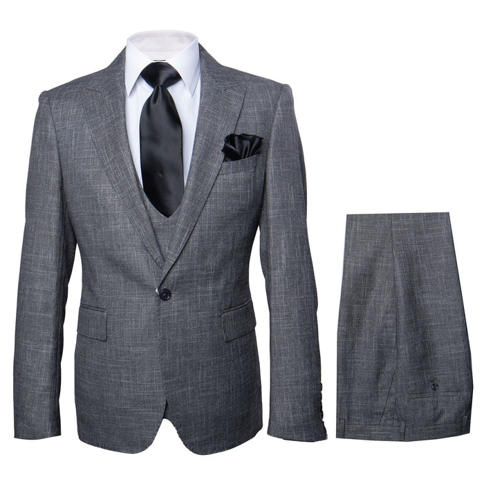 Rossi Man MAX RM1784 Slim Fit 3-Piece Suit ?? Stylish Grey Formal Suit for Men
