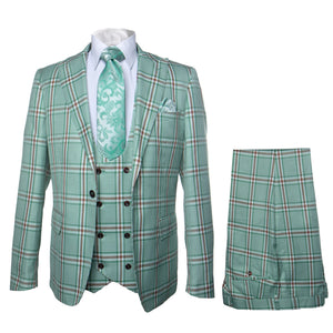 Rossi Man MAX RM1825 Slim Fit 3-Piece Mint Green Suit ?? Modern Formalwear for Men