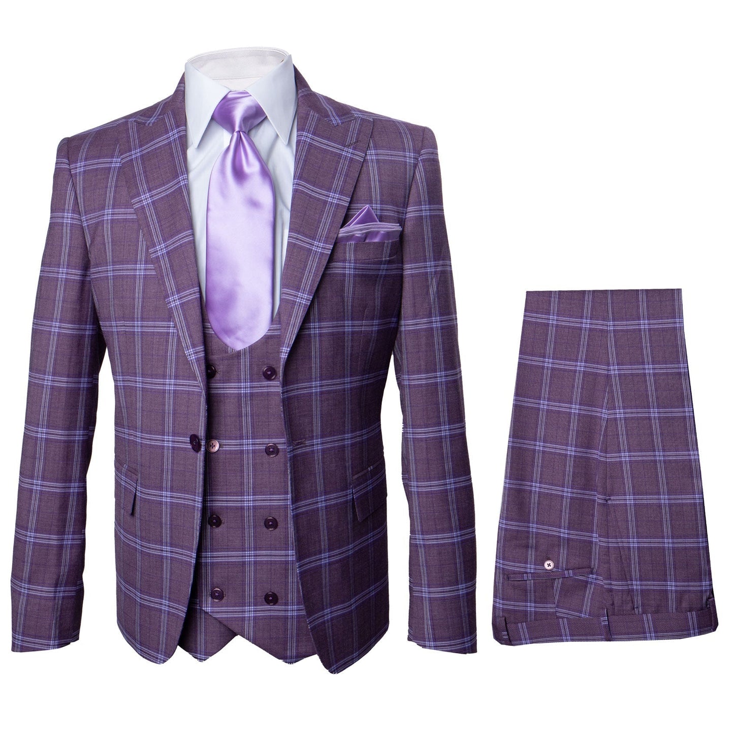 Rossi Man MAX RM1834 Slim Fit 3-Piece Suit ?? Elegant Purple Formalwear for Men