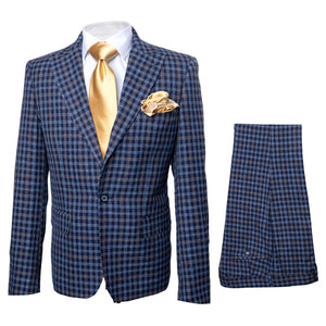 Rossi Man MAX RM1835 Slim Fit 3-Piece Suit ?? Modern Tailored Blue Suit for Men