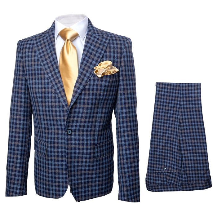Rossi Man MAX RM1835 Slim Fit 3-Piece Suit ?? Modern Tailored Blue Suit for Men