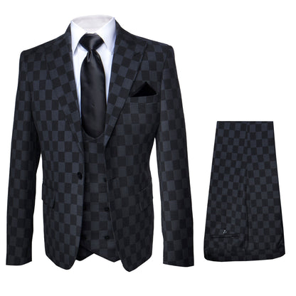 Rossi Man Max RM1837 ?? Men??s Slim Fit Tailored 3-Piece Suit in Black