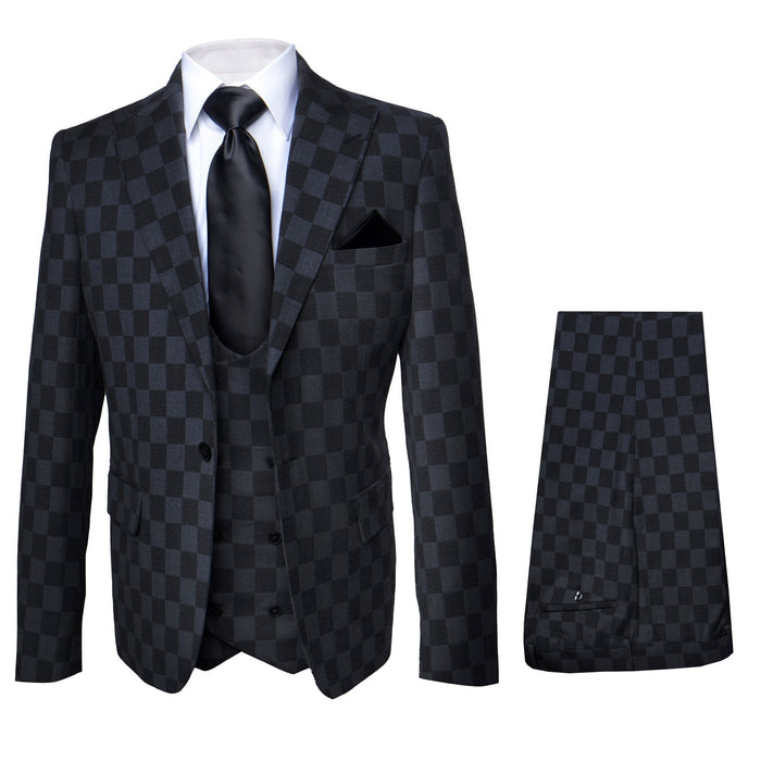 Rossi Man Max RM1837 ?? Men??s Slim Fit Tailored 3-Piece Suit in Black