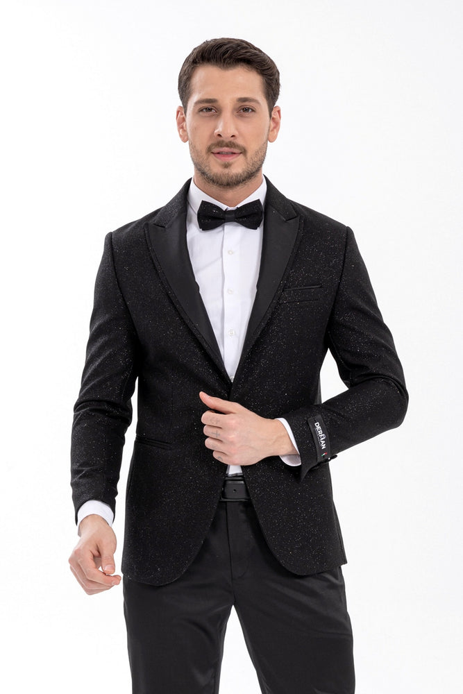 Mens Glitter Sequin Flashy in Color "Black" Tuxedo Dinner Jacket Blazer Sportcoat