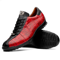 marco-di-milano-saulo-mens-shoes-black-red-exotic-ostich-alligator-casual-sneakers