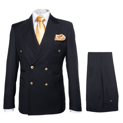 Rossi Man Double-Breasted 2-on-6 Suit ?? Elegant Men's Formalwear with Flat Front Trousers