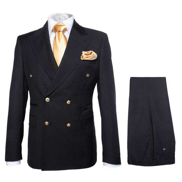 Rossi Man Double-Breasted 2-on-6 Suit ?? Elegant Men's Formalwear with Flat Front Trousers