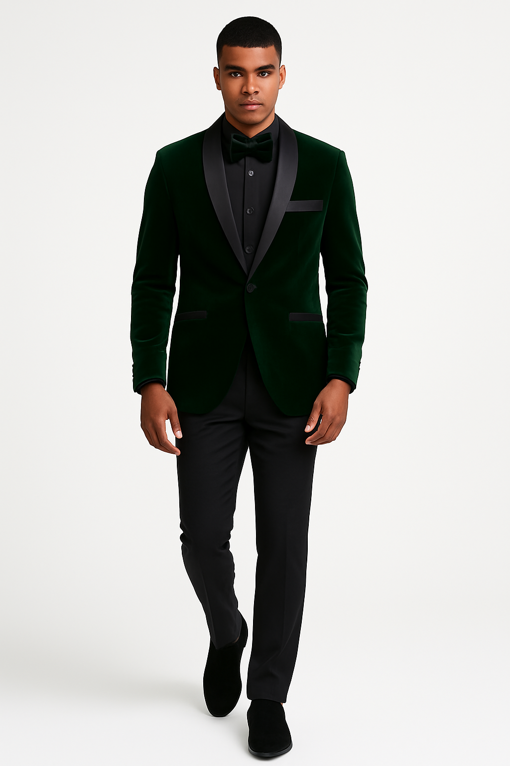 Mens Velvet Shawl Tuxedo Dinner Jacket in Hunter Green