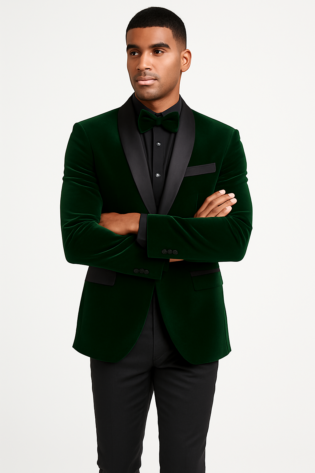 Mens Velvet Shawl Tuxedo Dinner Jacket in Hunter Green