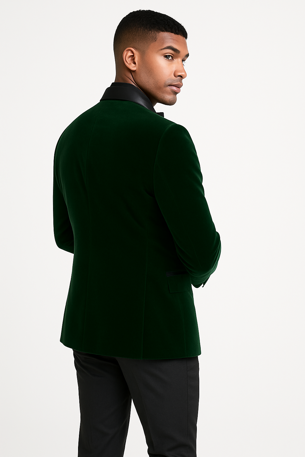 Mens Velvet Shawl Tuxedo Dinner Jacket in Hunter Green
